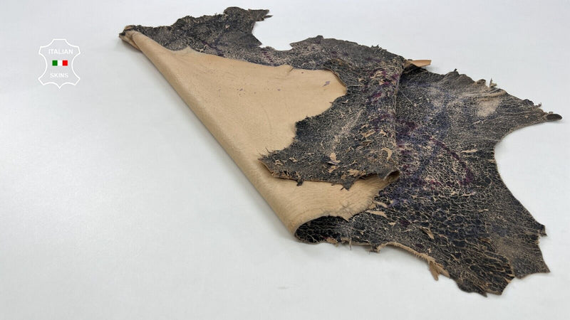 SAND ANTIQUED VERY VINTAGE PURPLE DISTRESSED Thick Lamb leather 5sqf 1.5mm C1432