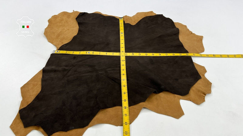 BROWN SUEDE 2 SHADES Soft Italian Goatskin leather hide 2 skins 6sqf 1.0mm C1729