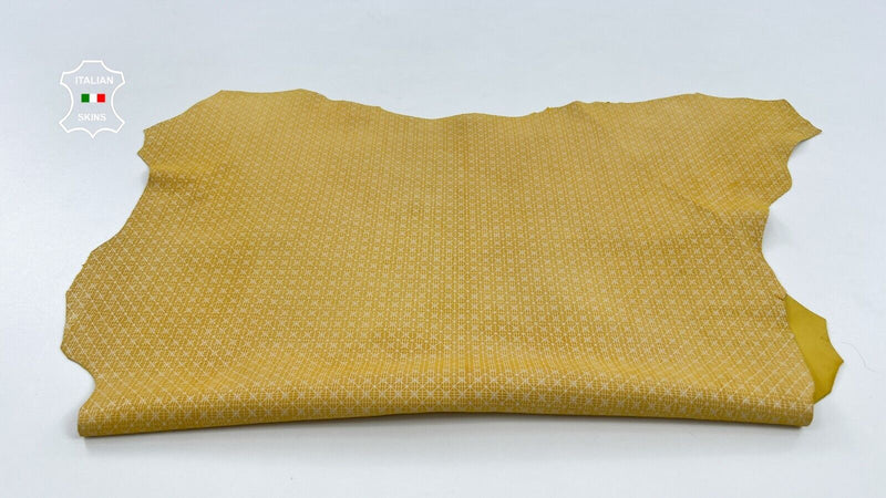 MUSTARD NUBUCK EYE ATTRACTION PRINT Thin Soft Goatskin leather 4sqf 0.6mm #C1161