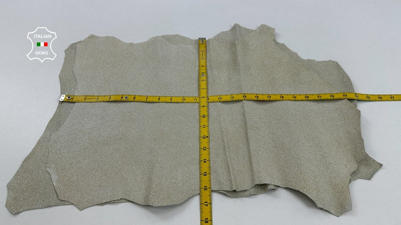 GOLD GLITTERS SHIMMER ON BEIGE Italian Goatskin leather 2 skins 5sqf 1.0mm C2554