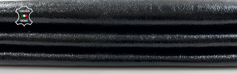BLACK CRISPY PATENT CRACKED ON CAMEL SHINY Soft Goat leather 3+sqf 0.9mm #C957
