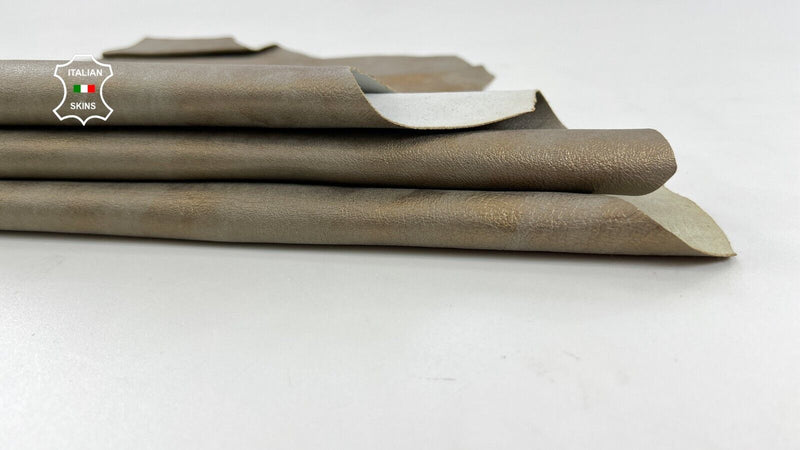 METALLIC PEWTER DISTRESSED Soft Italian Goatskin leather hide 4+sqf 0.8mm #C1655