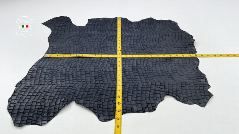 SILVER GREY CROCODILE EMBOSSED PRINT ON Thin Soft Goat leather 4sqf 0.5mm C1017