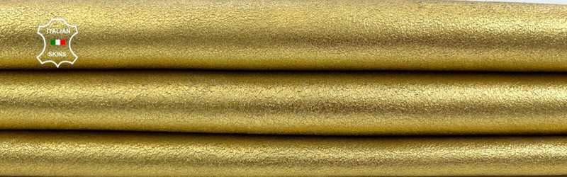 METALLIC GOLD GRAINY ROUGH Thick Italian Goatskin leather hide 6+sqf 1.1mm C1675