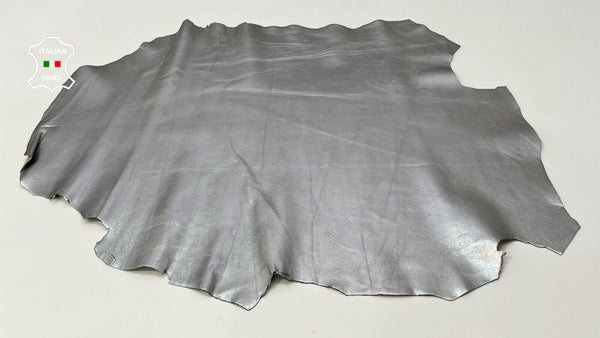 METALLIC SILVER CHROME Thick Italian Goatskin Leather hides 5+sqf 1.1mm #B9914