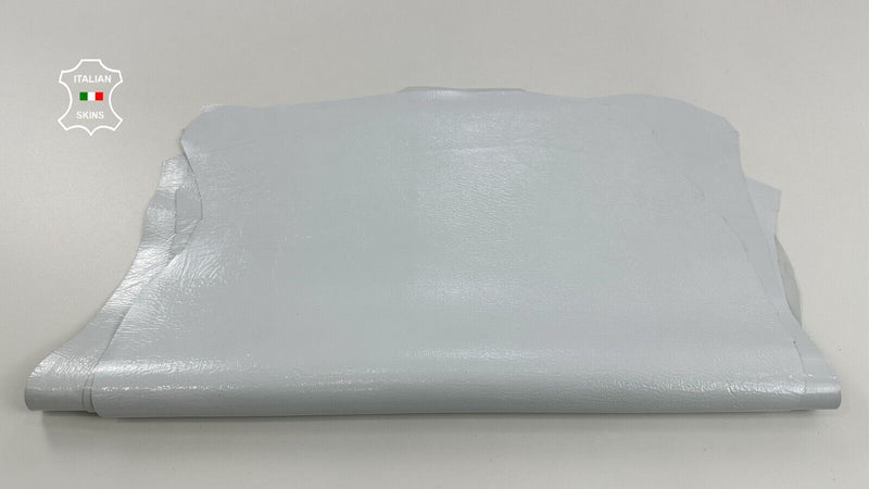 PATENT SHINY ICE WHITE CRINKLED Lambskin leather hide 3 skins 16sqf 0.8mm #C2931