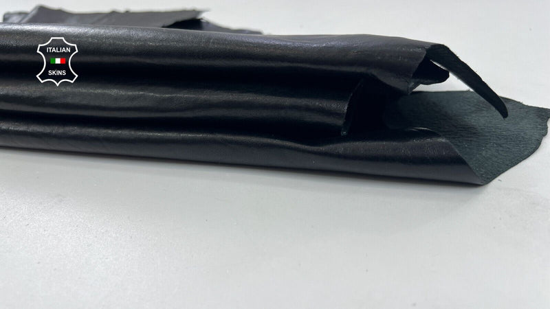 BLACK GRAINY VEGETABLE TAN SHINY Soft Italian Lambskin leather 6+sqf 1.0mm C1408