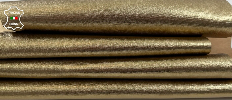 METALLIC OLD GOLD ROUGH Strong Italian Goat leather 4 skins 10sqf 1.5mm #C2895