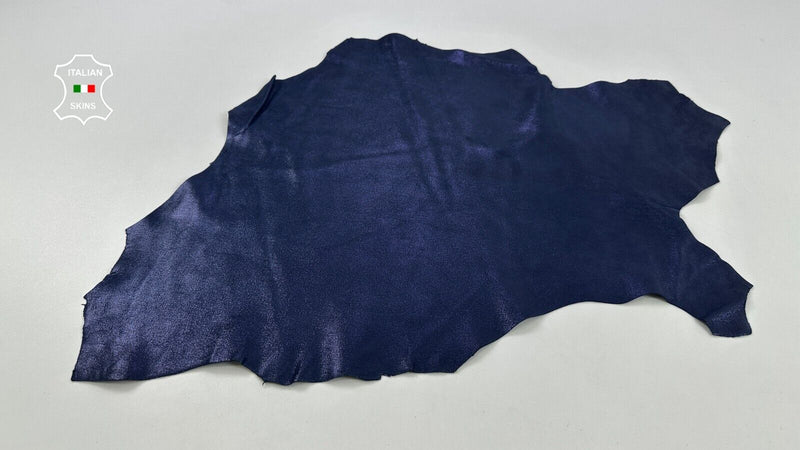 DARK BLUE CANVAS SHINY PRINT ON Soft Goatskin leather hides 3sqf 1.0mm #C2493
