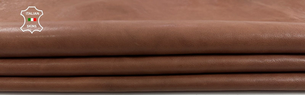 COGNAC BROWN WASHED VEGETABLE TAN Thick Italian Lamb leather 9sqf 1.4mm #C2863