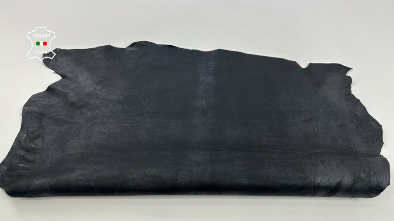 MIDNIGHT VINTAGE BLACK Thick Italian Goatskin leather hides 6+sqf 1.3mm #C2601