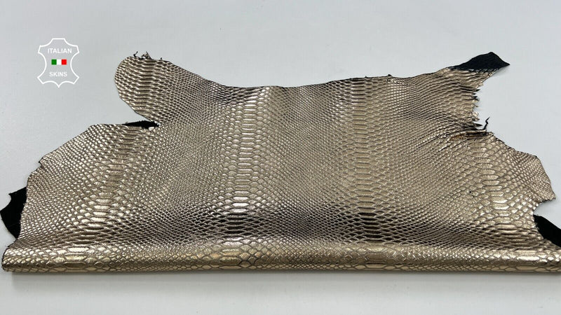 METALLIC PLATINUM SNAKE TEXTURED Print ON Thick Goat leather 4+sqf 1.2mm C1859