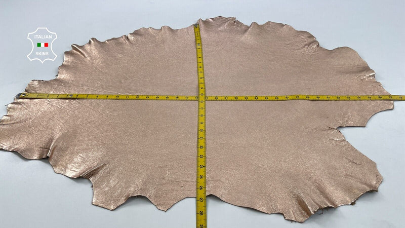 METALLIC ROSE GOLD WASHED ROUGH Thick Italian Lambskin leather 6sqf 1.6mm #C1319