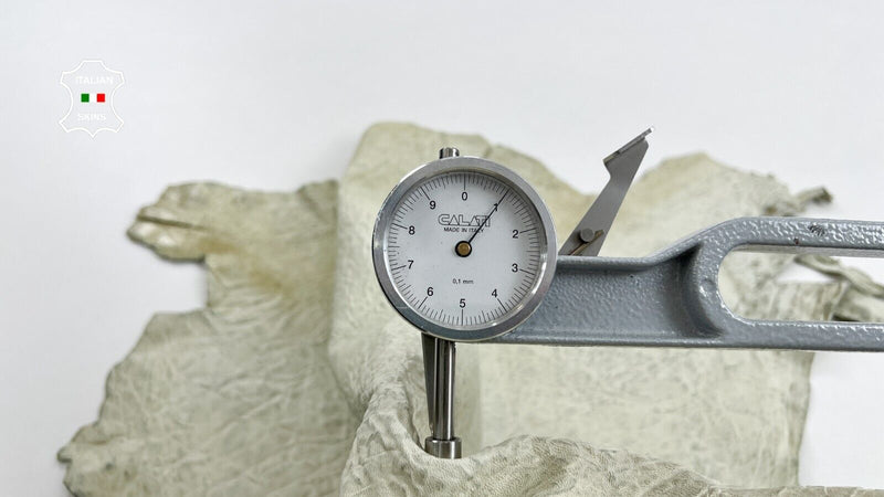 DIRTY GRAINY OFF WHITE WASHED Thick Italian Goatskin leather 5sqf 1.1mm #C970