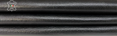 Jet black, grainy Italian lambskin leather hide, 6 sq ft, 1mm thickness, showcasing textured soft leather for crafts and leatherwork.