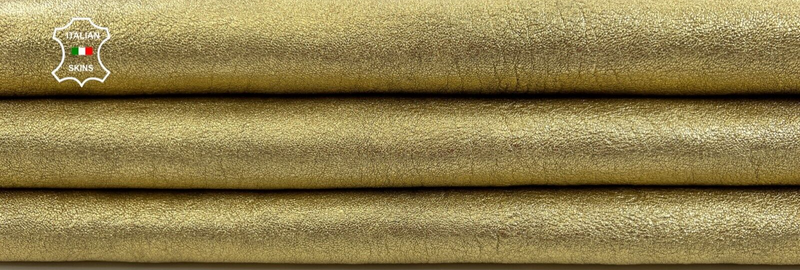 METALLIC GOLD WASHED ROUGH Thick Soft Goat leather 6sqf 1.5mm #C1321