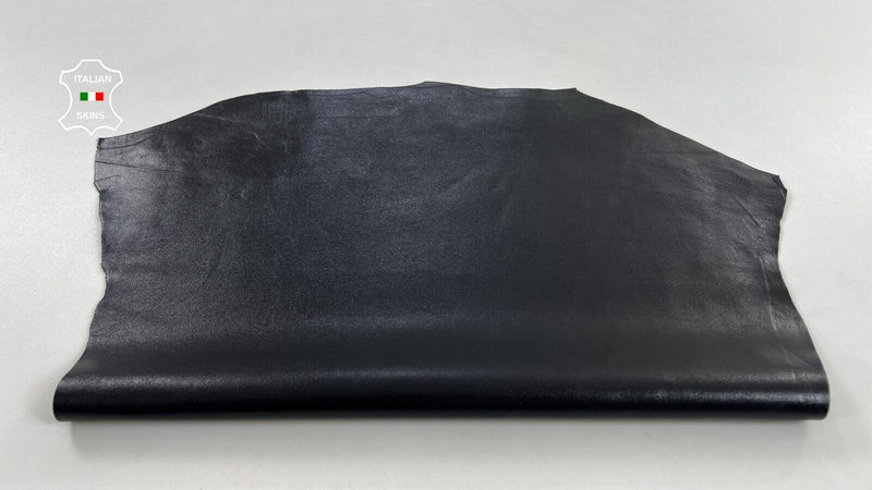 SHINY BLACK BACKED WITH LYCRA STRETCH Thick Lambskin leather 2sqf 1.1mm #C1515