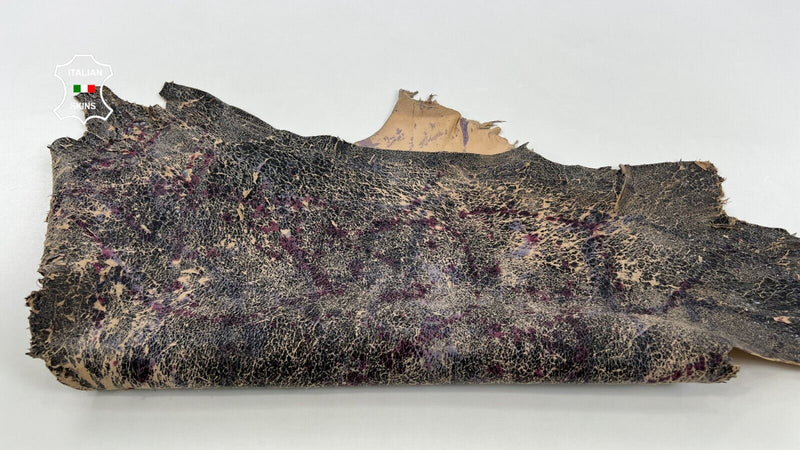 SAND ANTIQUED VERY VINTAGE PURPLE DISTRESSED Thick Lamb leather 5sqf 1.5mm C1432
