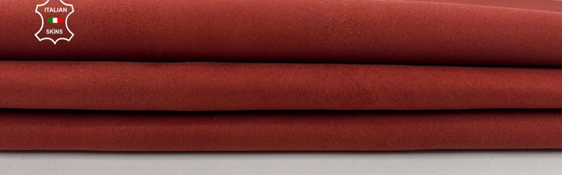 BRIC RED SUEDE Soft Italian Lambskin Sheep Lamb leather hides 5sqf 0.9mm #C1411