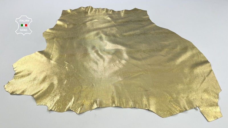METALLIC GOLD LIZARD PRINT ON Soft Italian Lambskin leather 6sqf 0.7mm #C1866