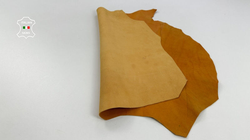 OLD ORANGE VEGETABLE TAN VINTAGE LOOK Thick Goatskin leather 3+sqf 1.5mm #C2757