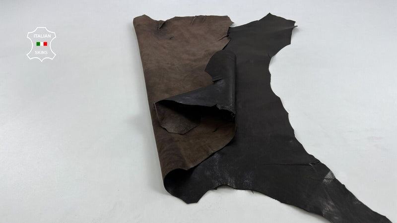 DARK BROWN ROUGH Soft Italian Goatskin Goat leather skin hides 5sqf 0.9mm #C1603