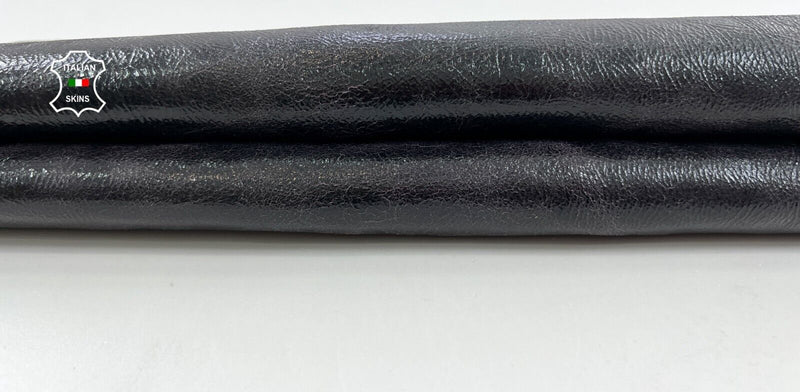 DARK PURPLE PATENT CRACKED ON PINK Thick Italian Goat leather 3sqf 1.1mm #C1667