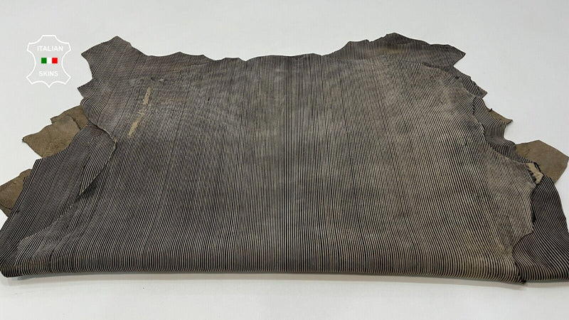 BROWN LINES PRINT VINTAGE LOOK Soft Lambskin leather 2 skins 14sqf 1.0mm #C238