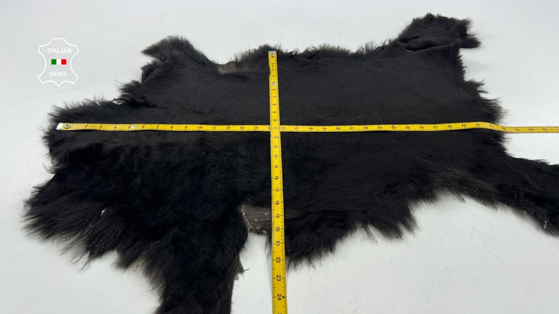 DARK BROWN SHORT Hair On Italian sheepskin Lamb shearling fur hide 19"X30" C1383