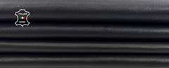 Two shades of black vegetable-tanned lamb leather hide, 8 sq ft, 0.7mm thick, from ITALIANSKINS for leathercraft projects.