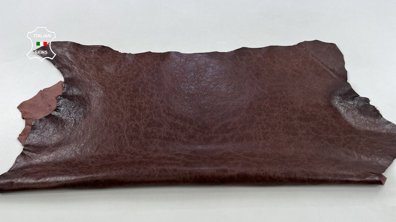 REDDISH BROWN WAXY CRINKLED VINTAGE LOOK Thin Soft Lamb leather 6sqf 0.6mm C1315