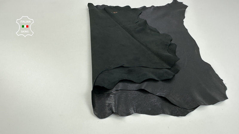 BLACK SHINY Soft Italian Lambskin Sheep leather hides 2 skins 10+sqf 0.9mm C2792
