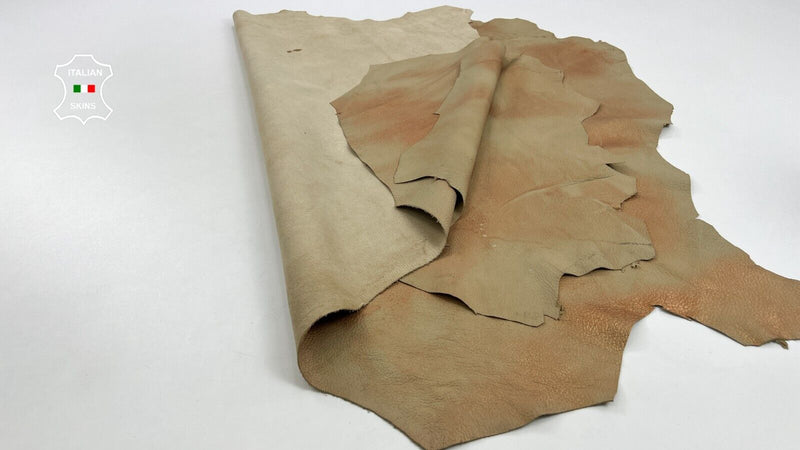 GRAINY BEIGE PEARLIZED COPPER DISTRESSED  Lamb leather 2 skins 11+sqf 0.7mm C952