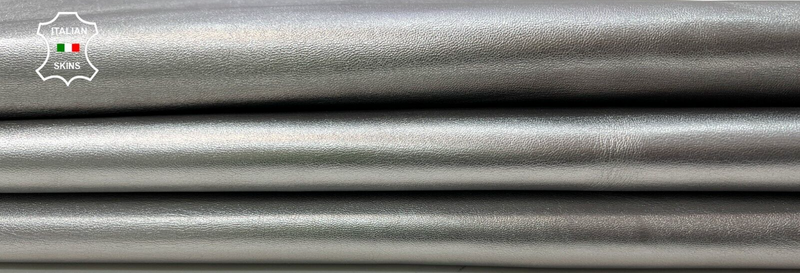 METALLIC SILVER CHROME Thick Italian Goatskin Leather hides 5+sqf 1.1mm #B9914