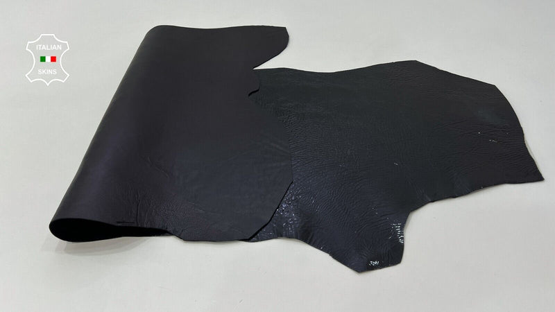 BLACK PATENT CRINKLE SHINY DOUBLE FACE Thick Lambskin leather 5sqf 1.7mm #C237