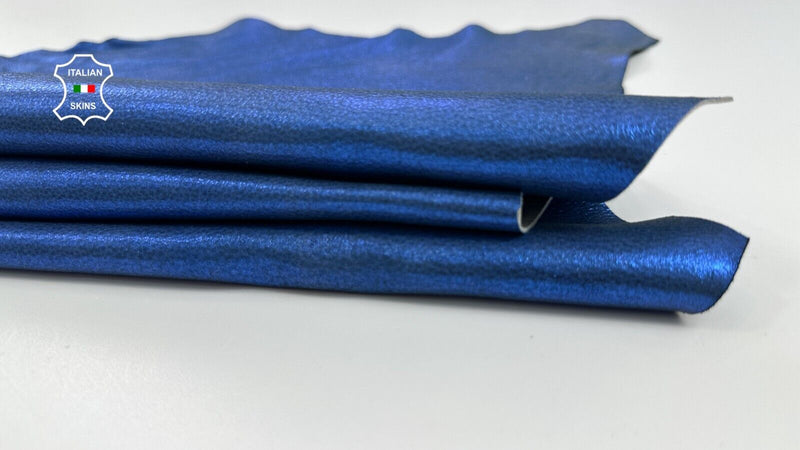 METALLIC COBALT BLUE GRAINY VINTAGE LOOK Soft Lambskin leather 5+sqf 0.9mm C2284