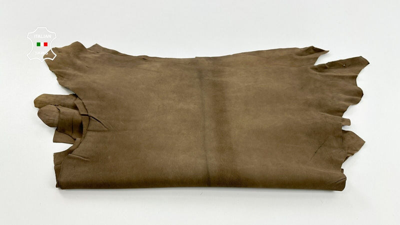 WALNUT BROWN NUBUCK VEGETABLE TAN Goatskin leather 2 skins 6+sqf 0.9mm #C2603