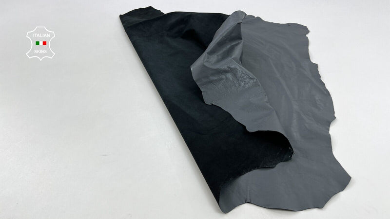 GREY COATED CRINKLE Thin Soft Italian Lambskin leather hides 6sqf 0.5mm #C1666