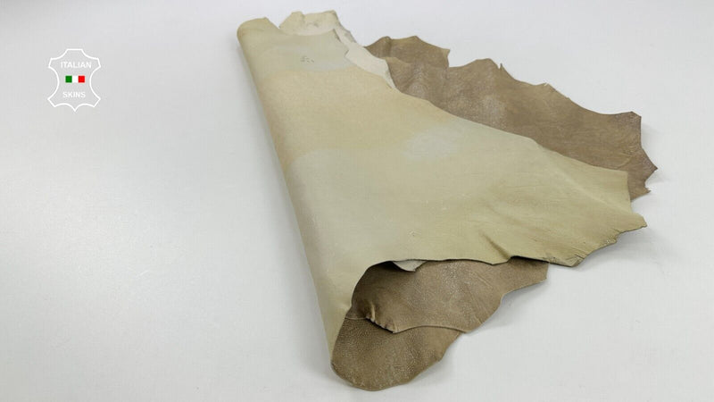 SANDY BEIGE PEARLIZED DISTRESSED VINTAGE Goat leather 2 skins 9sqf 0.8mm #C2552