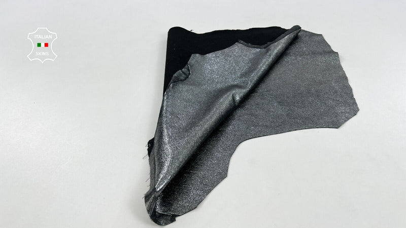 METALLIC CHROME CRACKED Soft Italian STRETCH Lambskin leather 3sqf 0.9mm #C1566