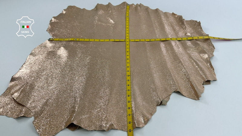 METALLIC LIGHT COPPER CRACKED CRISPY Lambskin leather 2 skins 11+sqf 1.1mm C2619