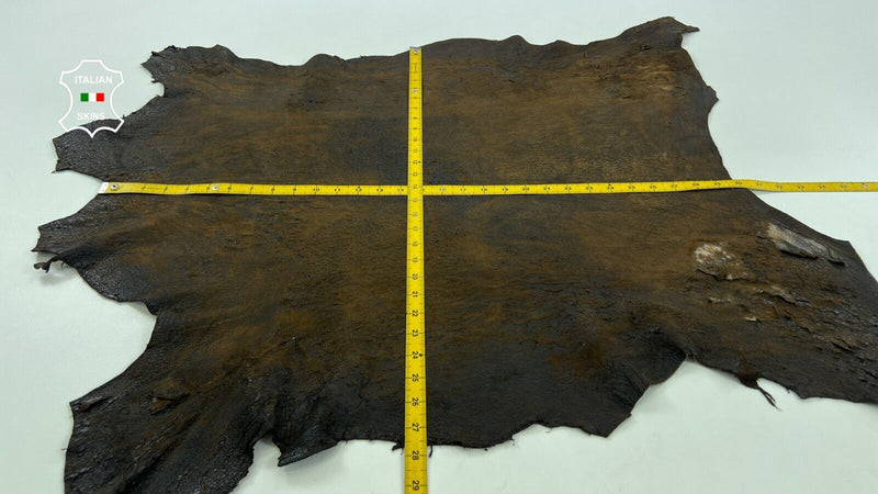 BROWN NUBUCK VINTAGE LOOK VEGETABLE TAN Thick Lambskin leather 6+sqf 1.3mm C1402