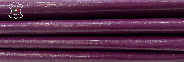 PLUM PURPLE PATENT CRINKLE SHINY Strong Goatskin leather 7 skins 20sqf 0.7mm C97