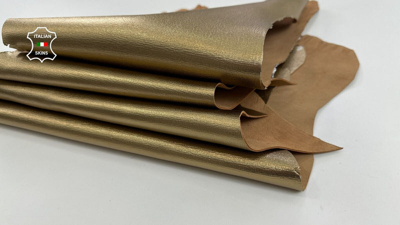 METALLIC OLD GOLD ROUGH Strong Italian Goat leather 4 skins 10sqf 1.5mm #C2895