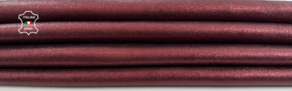 METALLIC WINE BURGUNDY CRACKLED CRINKLED Soft Lambskin leather 5sqf 0.9mm #C2574