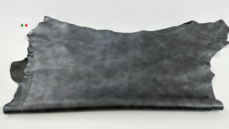 SMOKED CHROME GREY DISTRESSED ANTIQUED Goat leather 2 skins 10sqf 1.1mm #C2481