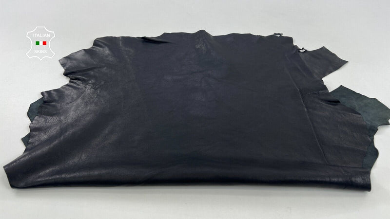 MIDNIGHT BLACK VEGETABLE TAN Soft Italian Lambskin leather hide 7sqf 0.9mm C1407