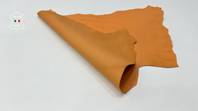 PATENT ORANGE CRINKLE SHINY Thick Italian Goatskin leather hide 4sqf 1.2mm #C128