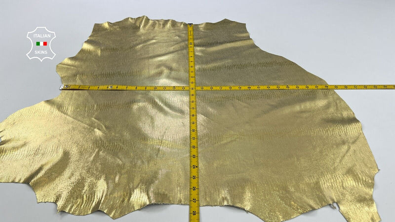 METALLIC GOLD LIZARD PRINT ON Soft Italian Lambskin leather 6sqf 0.7mm #C1866