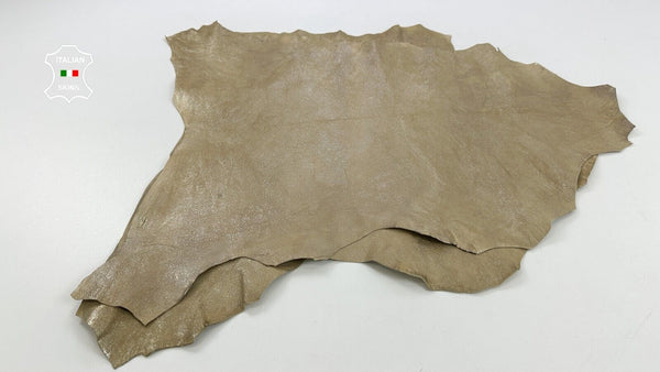 SANDY BEIGE PEARLIZED DISTRESSED VINTAGE Goat leather 2 skins 9sqf 0.8mm #C2552